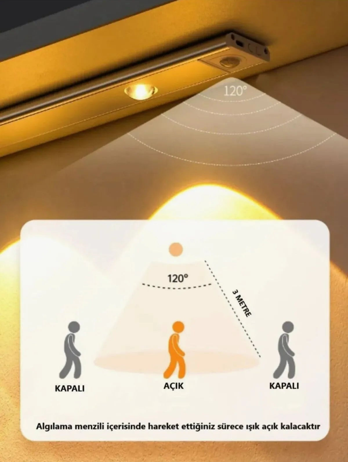 Dekoratif Sensörlü ve Şarjlı LED Aydınlatma 3 Renkli